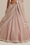 Vvani By Vani Vats_Pink Organza, Georgette Embroidery, Mirrors, Beads, Ash Linear Lehenga Set _at_Aza_Fashions