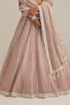 Vvani By Vani Vats_Pink Organza, Georgette Embroidery, Mirrors, Pearls, Ash Linear Lehenga Set _Online_at_Aza_Fashions