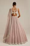 Shop_Vvani By Vani Vats_Pink Organza, Georgette Embroidery, Mirrors, Pearls, Ash Linear Lehenga Set _at_Aza_Fashions