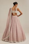 Shop_Vvani By Vani Vats_Pink Organza, Georgette Pearls, Embroidery, Sequins, Ash Drop Lehenga Set _at_Aza_Fashions