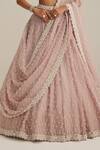 Buy_Vvani By Vani Vats_Pink Organza, Georgette Pearls, Embroidery, Sequins, Ash Drop Lehenga Set 