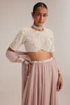 Shop Vvani By Vani Vats Pink Georgette Pearls, Mirrors, Embroidery, Tassels And Work Blouse Skirt Set Online at Aza Fashions Shop_Vvani By Vani Vats_Pink Georgette Pearls, Mirrors, Embroidery, Tassels And Work Blouse Skirt Set _Online_at_Aza_Fashions