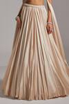 Buy_Vvani By Vani Vats_Beige Satin, Georgette Pearls, Beads, Mirrors Light V Blouse And Skirt Set 