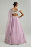 Shop_Vvani By Vani Vats_Lavender Organza, Georgette Mirrors, Pearls, Embroidery, And Work Lehenga Set _at_Aza_Fashions