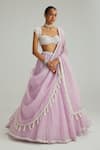 Buy_Vvani By Vani Vats_Lavender Organza, Georgette Mirrors, Pearls, Embroidery, And Work Lehenga Set 