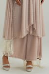 Buy_Vvani By Vani Vats_Pink Georgette Mirrors, Pearls, Embroidery, Fringe Ash Kurta Pant Set _Online_at_Aza_Fashions