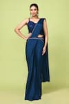 Buy_Sayisha_Blue Chinon, Net Zari, Embroidery Sweetheart Neck Draped Saree With Blouse _at_Aza_Fashions