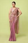 Buy_Sayisha_Pink Chinon, Tissue, Net Zari, Draped Saree With Floral Pattern Blouse _at_Aza_Fashions