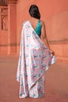 Shop_Naintara Bajaj_White Chinon Tassels V-neck Abstract Print Pre-draped Saree With Blouse _at_Aza_Fashions