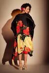 Shop_ISADAA BY ROTNA DUTT_Black Georgette Round Neck Digital Printed Floral Kaftan _at_Aza_Fashions