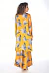 Shop_ISADAA BY ROTNA DUTT_Yellow Satin, Georgette Split V-neck Digital Floral Print Kurta And Palazzo Set _at_Aza_Fashions