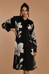 ISADAA BY ROTNA DUTT Black Georgette Mandarin Collar Digital Printed Floral Shirt Dress Online at Aza Fashions ISADAA BY ROTNA DUTT_Black Georgette Mandarin Collar Digital Printed Floral Shirt Dress _Online_at_Aza_Fashions