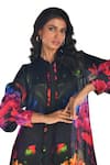 Buy_ISADAA BY ROTNA DUTT_Black Satin, Georgette Collared Digital Print Shirt Dress _Online_at_Aza_Fashions