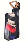 ISADAA BY ROTNA DUTT_Black Georgette, Satin Digital Printed Saree With Border _Online_at_Aza_Fashions