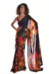 Buy_ISADAA BY ROTNA DUTT_Black Georgette, Satin Digital Printed Saree With Border _at_Aza_Fashions