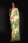 Buy_ISADAA BY ROTNA DUTT_Yellow Georgette Digital Printed Saree With Satin Border _at_Aza_Fashions