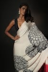 Buy_ISADAA BY ROTNA DUTT_Off White Georgette, Satin Digital Printed Saree With Border _Online_at_Aza_Fashions