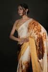 Shop_ISADAA BY ROTNA DUTT_White Georgette Digital Printed Floral Saree With Satin Border _Online_at_Aza_Fashions