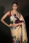 Shop_ISADAA BY ROTNA DUTT_Beige Georgette, Satin Digital Printed Saree With Border _Online_at_Aza_Fashions