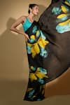 Buy_ISADAA BY ROTNA DUTT_Black Georgette Digital Printed Saree With Satin Border _Online_at_Aza_Fashions