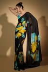 Shop_ISADAA BY ROTNA DUTT_Black Georgette Digital Printed Saree With Satin Border _Online_at_Aza_Fashions