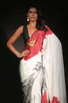 ISADAA BY ROTNA DUTT_White Georgette Digital Printed Saree With Satin Border _Online_at_Aza_Fashions