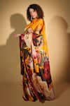 ISADAA BY ROTNA DUTT_Yellow Georgette Digital Printed Saree With Satin Border _Online_at_Aza_Fashions