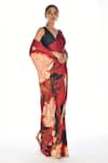 Shop_ISADAA BY ROTNA DUTT_Red Georgette Digital Printed Floral Saree With Blouse Piece _at_Aza_Fashions