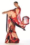 Buy_ISADAA BY ROTNA DUTT_Red Georgette Digital Printed Floral Saree With Blouse Piece _Online_at_Aza_Fashions