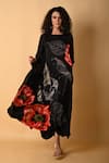 Buy ISADAA BY ROTNA DUTT Black Satin, Georgette Round Neck Digital Print Kaftan And Pant Set Online at Aza Fashions Buy_ISADAA BY ROTNA DUTT_Black Satin, Georgette Round Neck Digital Print Kaftan And Pant Set _Online_at_Aza_Fashions