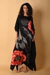 Buy ISADAA BY ROTNA DUTT Black Satin, Georgette Round Neck Digital Print Kaftan And Pant Set at Aza Fashions Buy_ISADAA BY ROTNA DUTT_Black Satin, Georgette Round Neck Digital Print Kaftan And Pant Set _at_Aza_Fashions