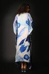 Shop_ISADAA BY ROTNA DUTT_Blue Satin, Georgette Round Neck Digital Printed Kaftan _at_Aza_Fashions