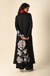 Shop_ISADAA BY ROTNA DUTT_Black Satin, Georgette Round Neck Digital Printed Floral Kurta And Pant Set _at_Aza_Fashions
