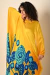 Buy_ISADAA BY ROTNA DUTT_Yellow Satin, Georgette, Organza Round Digital Printed Kurta Set With Dupatta _Online_at_Aza_Fashions
