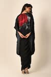Shop ISADAA BY ROTNA DUTT Black Satin, Georgette Round Neck Digital Print Kaftan And Draped Skirt at Aza Fashions Shop_ISADAA BY ROTNA DUTT_Black Satin, Georgette Round Neck Digital Print Kaftan And Draped Skirt _at_Aza_Fashions