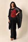 Buy ISADAA BY ROTNA DUTT Black Satin, Georgette Round Neck Digital Print Kaftan And Draped Skirt at Aza Fashions Buy_ISADAA BY ROTNA DUTT_Black Satin, Georgette Round Neck Digital Print Kaftan And Draped Skirt _at_Aza_Fashions