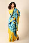 Shop_ISADAA BY ROTNA DUTT_Yellow Georgette, Satin Digital Floral Printed Saree With Border _at_Aza_Fashions
