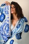 Buy_ISADAA BY ROTNA DUTT_Blue Georgette, Satin Digital Floral Printed Saree With Border _Online_at_Aza_Fashions