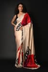 Buy_ISADAA BY ROTNA DUTT_Cream Georgette, Satin Digital Printed Saree With Border _at_Aza_Fashions