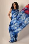 Buy_ISADAA BY ROTNA DUTT_Blue Georgette Digital Printed Saree With Satin Border _Online_at_Aza_Fashions