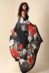 Shop_ISADAA BY ROTNA DUTT_Black Satin, Georgette Digital Printed Saree With Border _at_Aza_Fashions