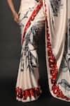 Buy_ISADAA BY ROTNA DUTT_Off White Georgette, Satin Digital Printed Saree With Border _Online_at_Aza_Fashions