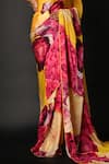 ISADAA BY ROTNA DUTT_Yellow Georgette Digital Printed Saree With Satin Border _Online_at_Aza_Fashions