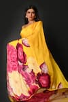 Buy_ISADAA BY ROTNA DUTT_Yellow Georgette Digital Printed Saree With Satin Border _Online_at_Aza_Fashions
