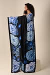 Shop_ISADAA BY ROTNA DUTT_Black Georgette Digital Printed Saree With Satin Border _at_Aza_Fashions
