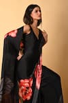 Buy_ISADAA BY ROTNA DUTT_Black Georgette Digital Printed Saree With Satin Border _Online_at_Aza_Fashions