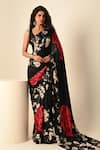 Buy_ISADAA BY ROTNA DUTT_Black Georgette, Satin Digital Printed Saree With Border _at_Aza_Fashions