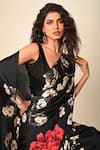 ISADAA BY ROTNA DUTT Black Georgette, Satin Digital Printed Saree With Border Online at Aza Fashions ISADAA BY ROTNA DUTT_Black Georgette, Satin Digital Printed Saree With Border _Online_at_Aza_Fashions