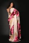 Buy_ISADAA BY ROTNA DUTT_Off White Satin, Georgette Digital Floral Print Saree With Border _at_Aza_Fashions