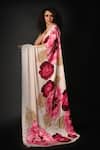 Shop_ISADAA BY ROTNA DUTT_Off White Satin, Georgette Digital Floral Print Saree With Border _at_Aza_Fashions